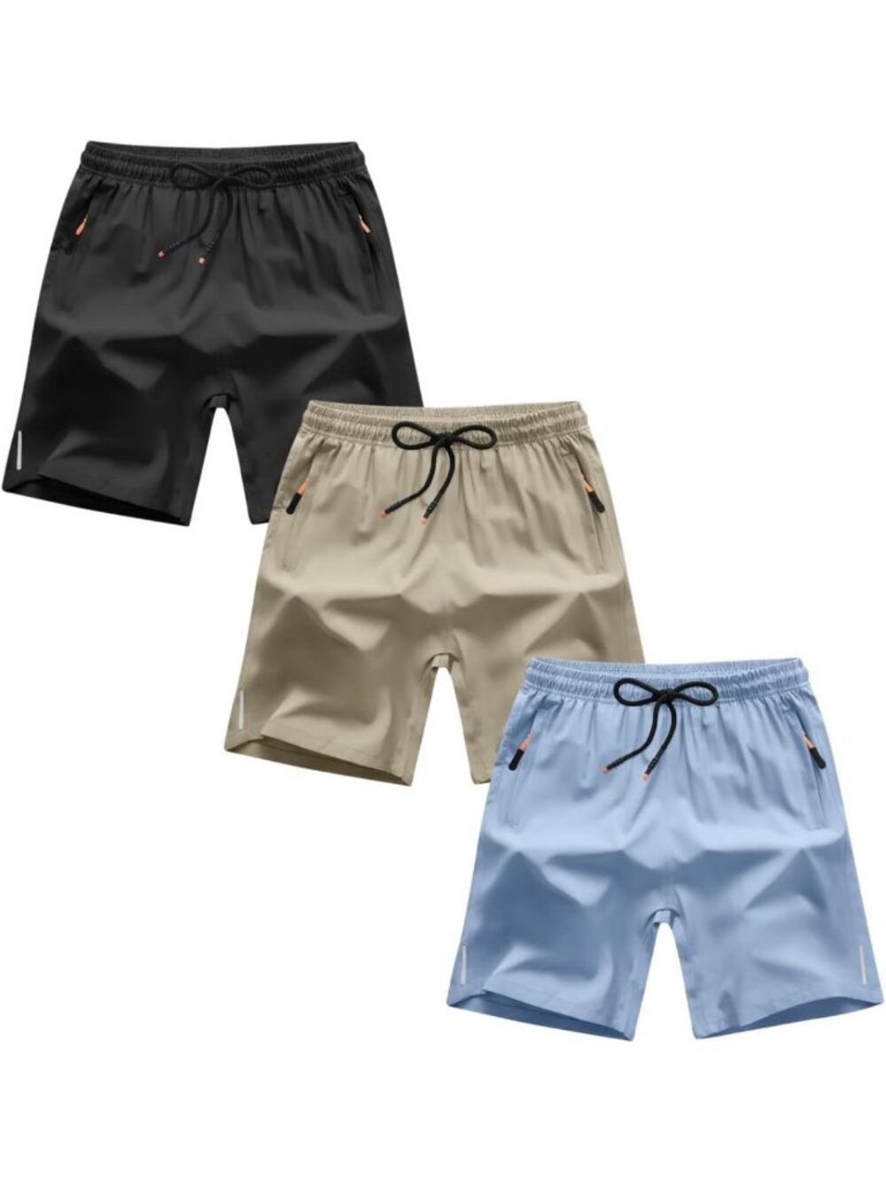 Quick Dry Athletic Boys Shorts with Zipper Pockets for Running & Play